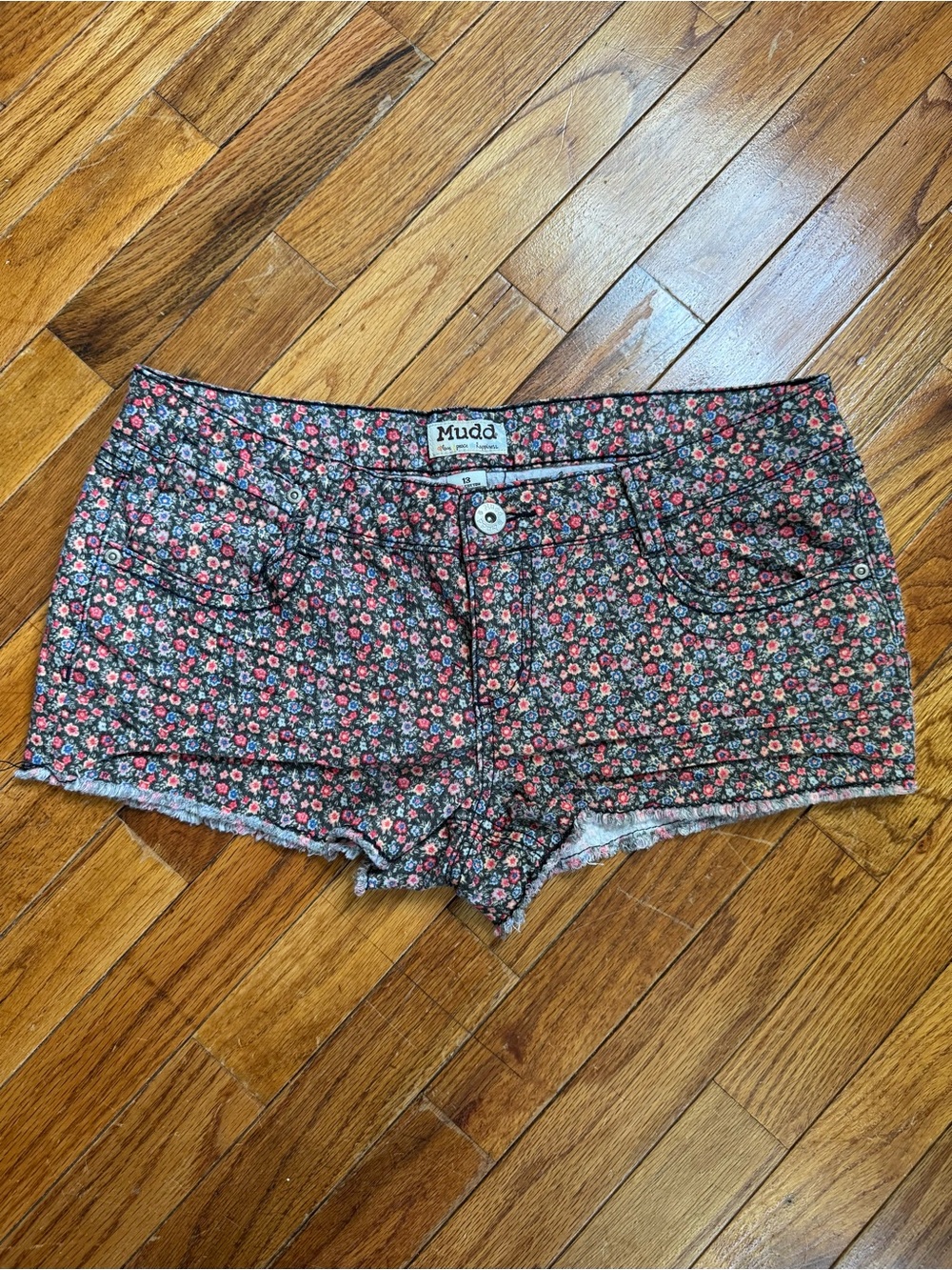 Mudd Floral Denim Short Shorts, Size 13